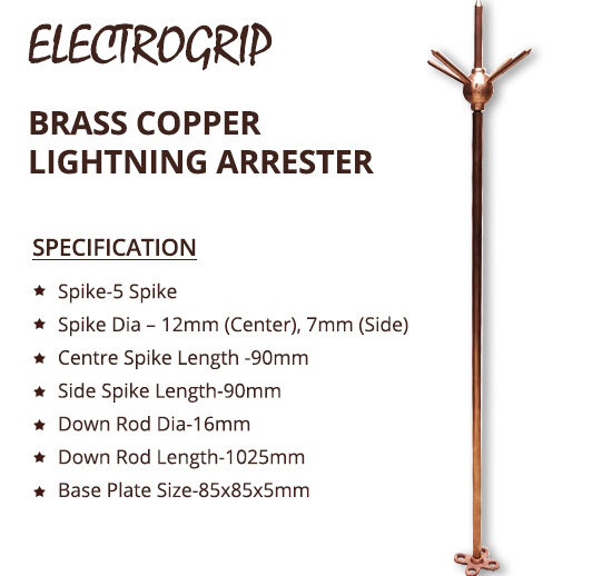 16mm Brass Copper Lightning Arrester - Image 3